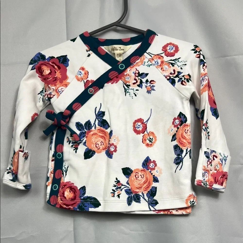 Matilda Jane kimono cream and pink floral long sleeve top 12-18 months
